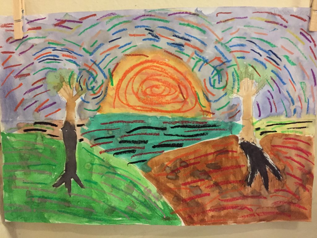 child's art work - sun