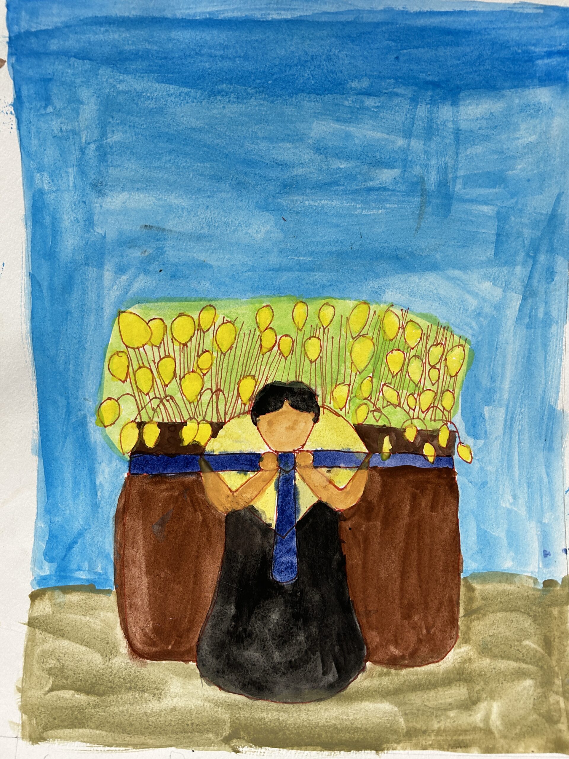 Hispanic Heritage student art work Diego Rivera inspired art