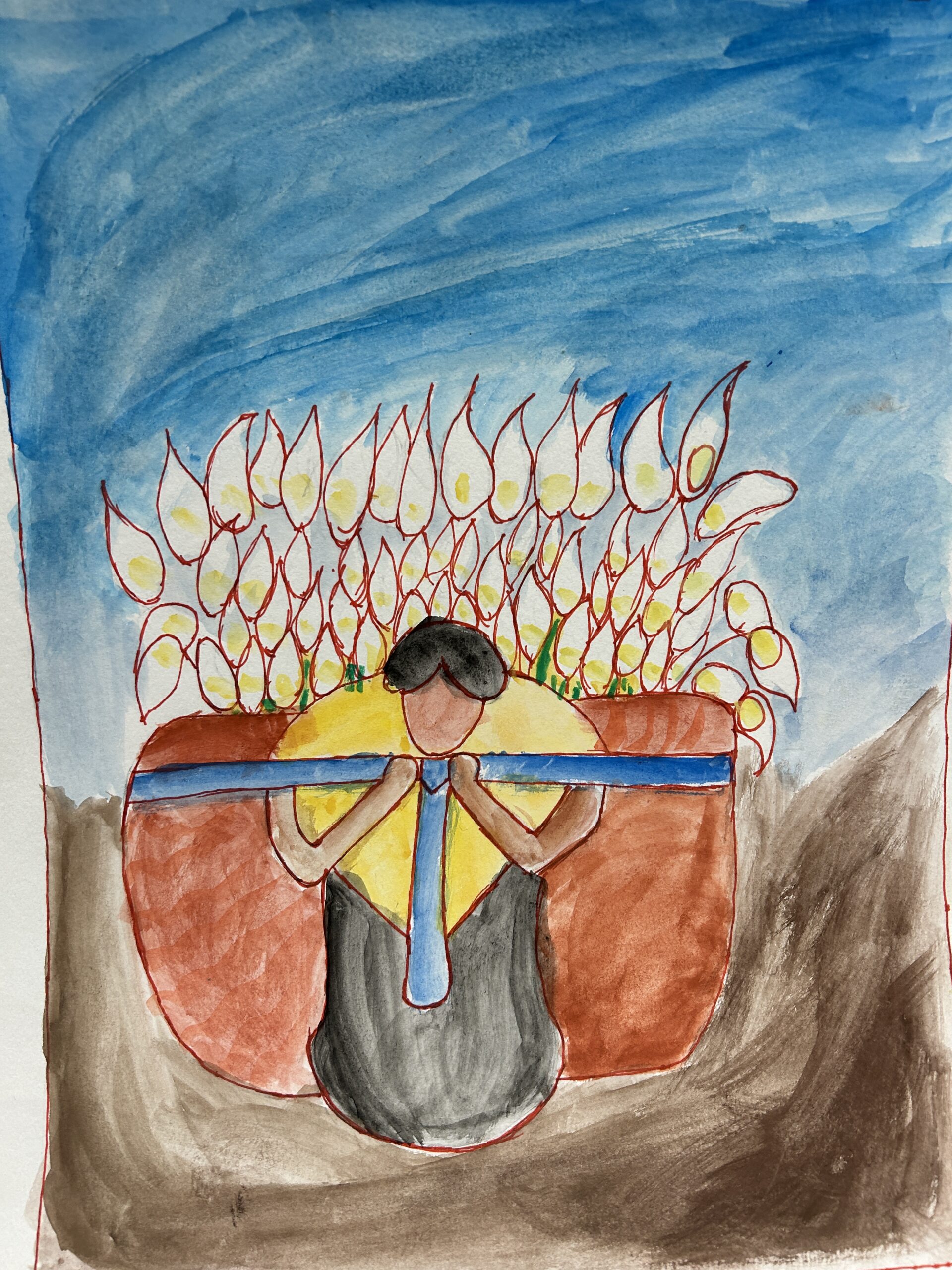 Hispanic Heritage student art work Diego Rivera inspired art