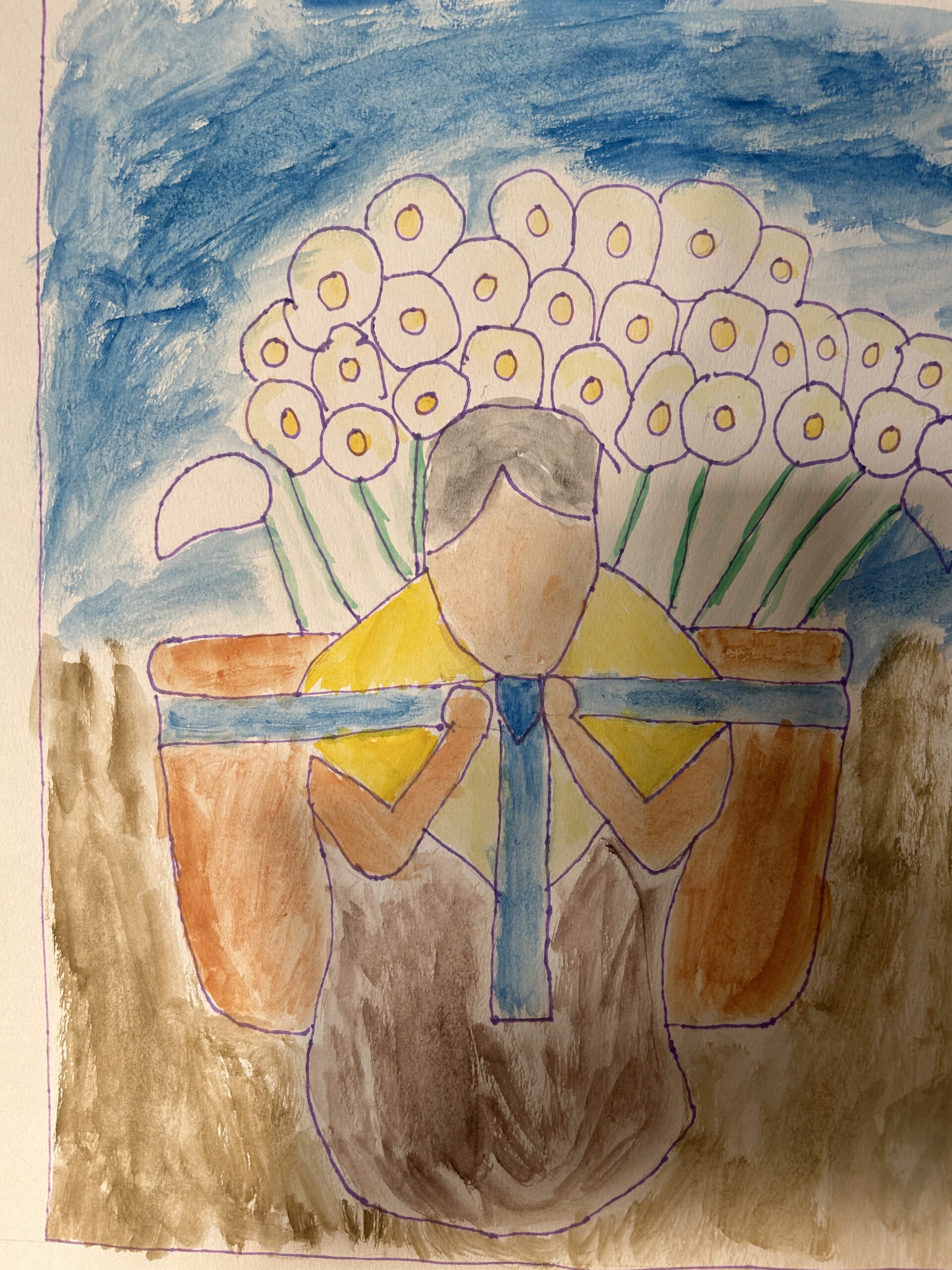 Hispanic Heritage student art work Diego Rivera inspired art