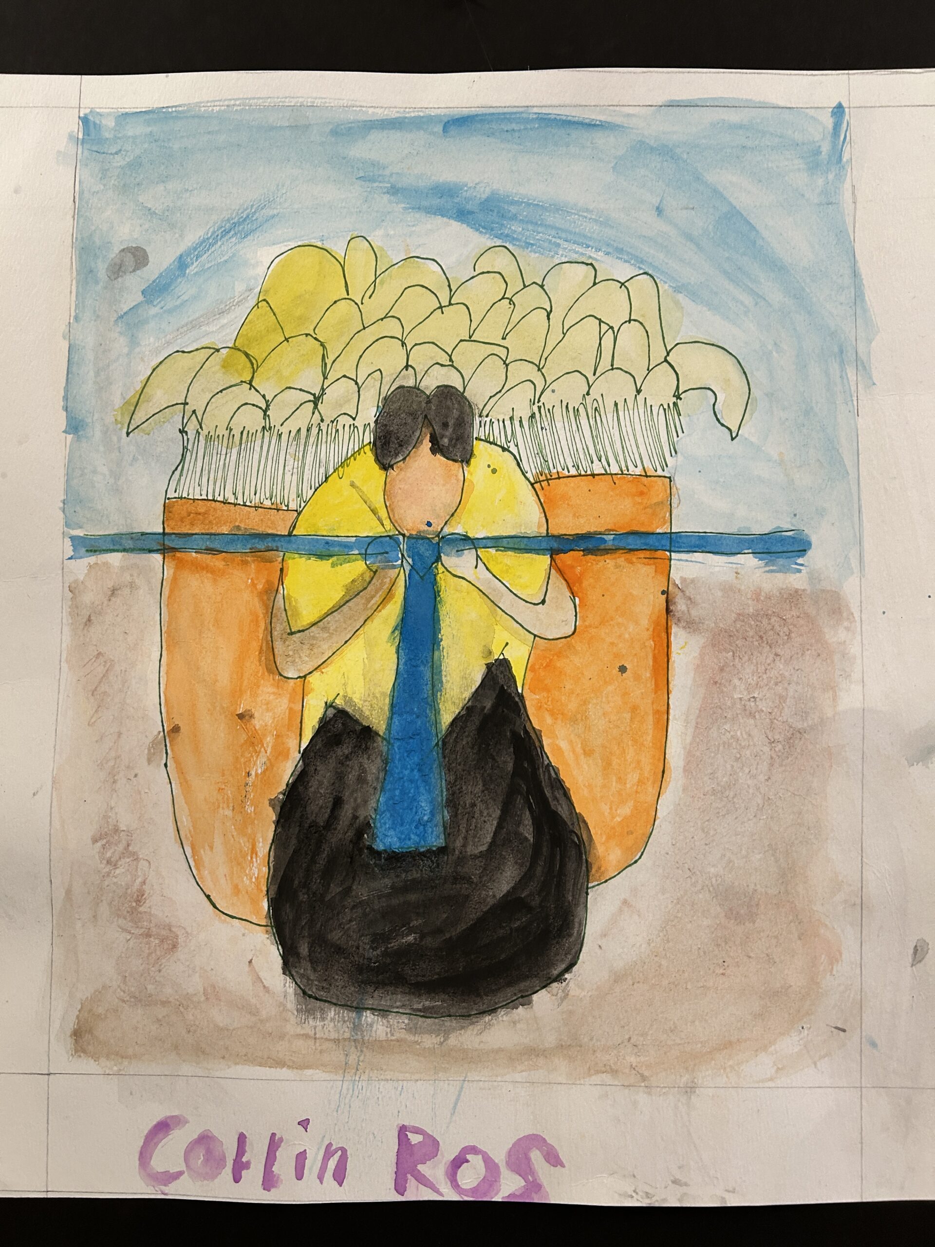 Hispanic Heritage student art work Diego Rivera inspired art