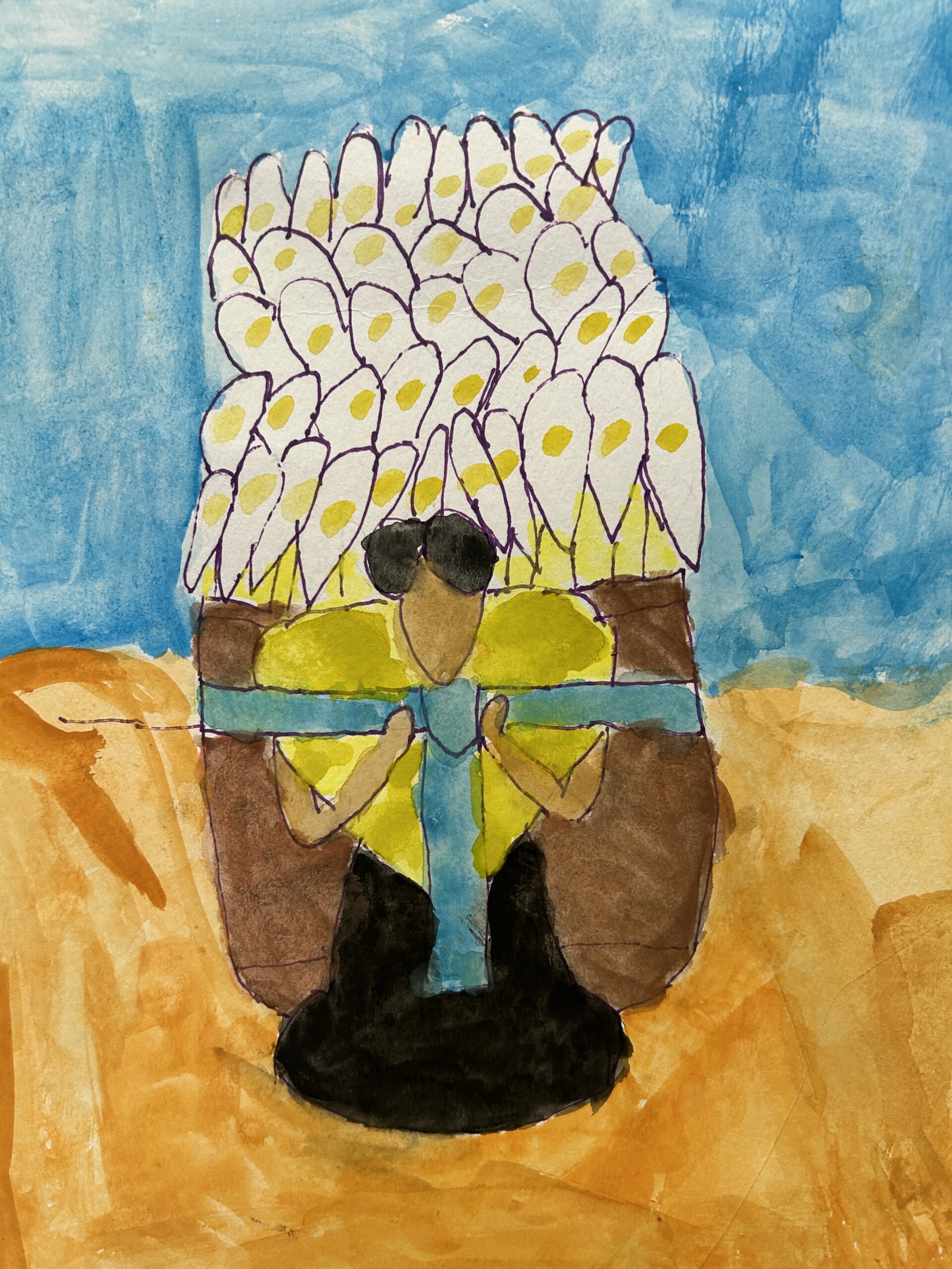 Hispanic Heritage student art work Diego Rivera inspired art