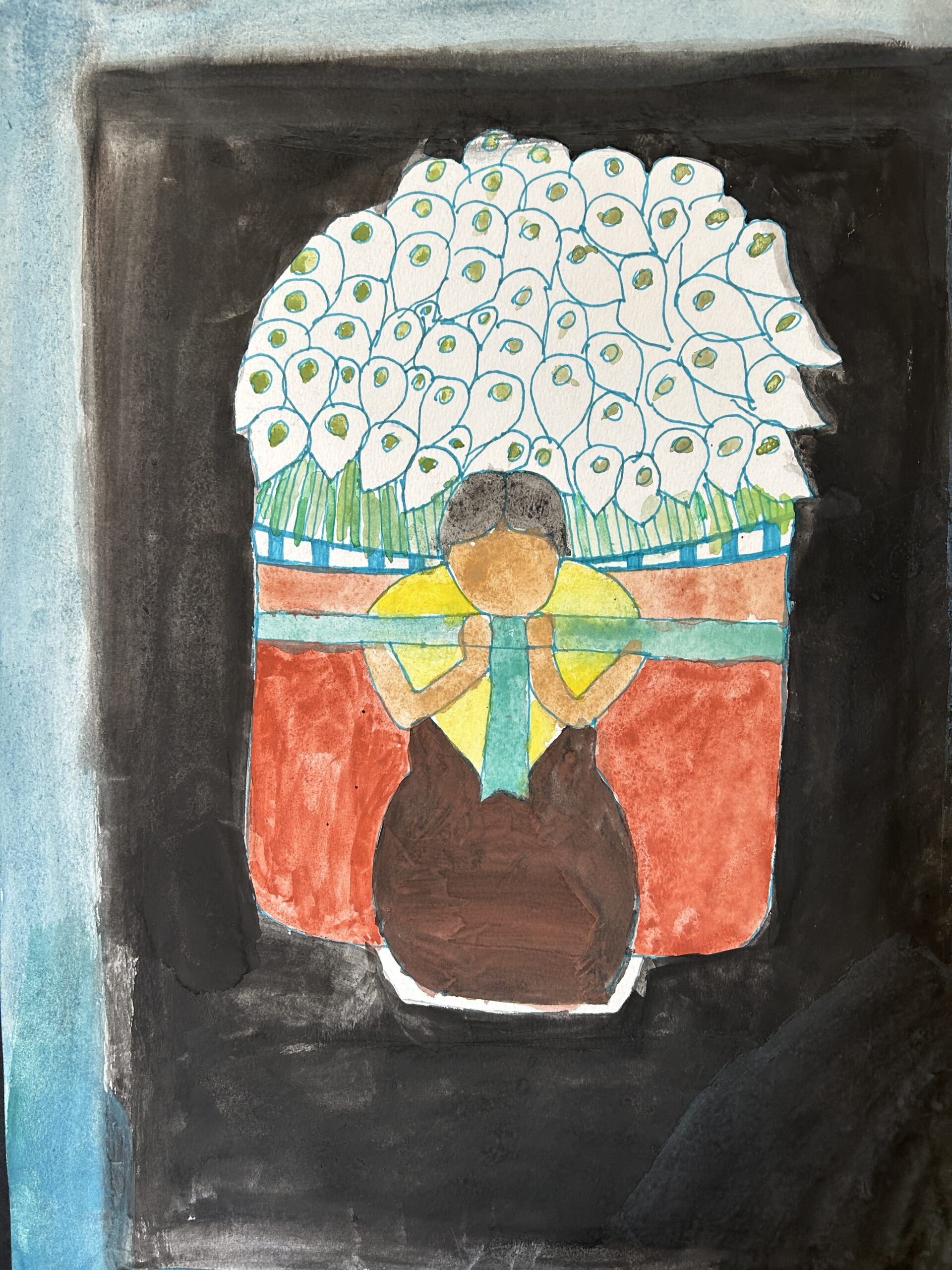 Hispanic Heritage student art work Diego Rivera inspired art