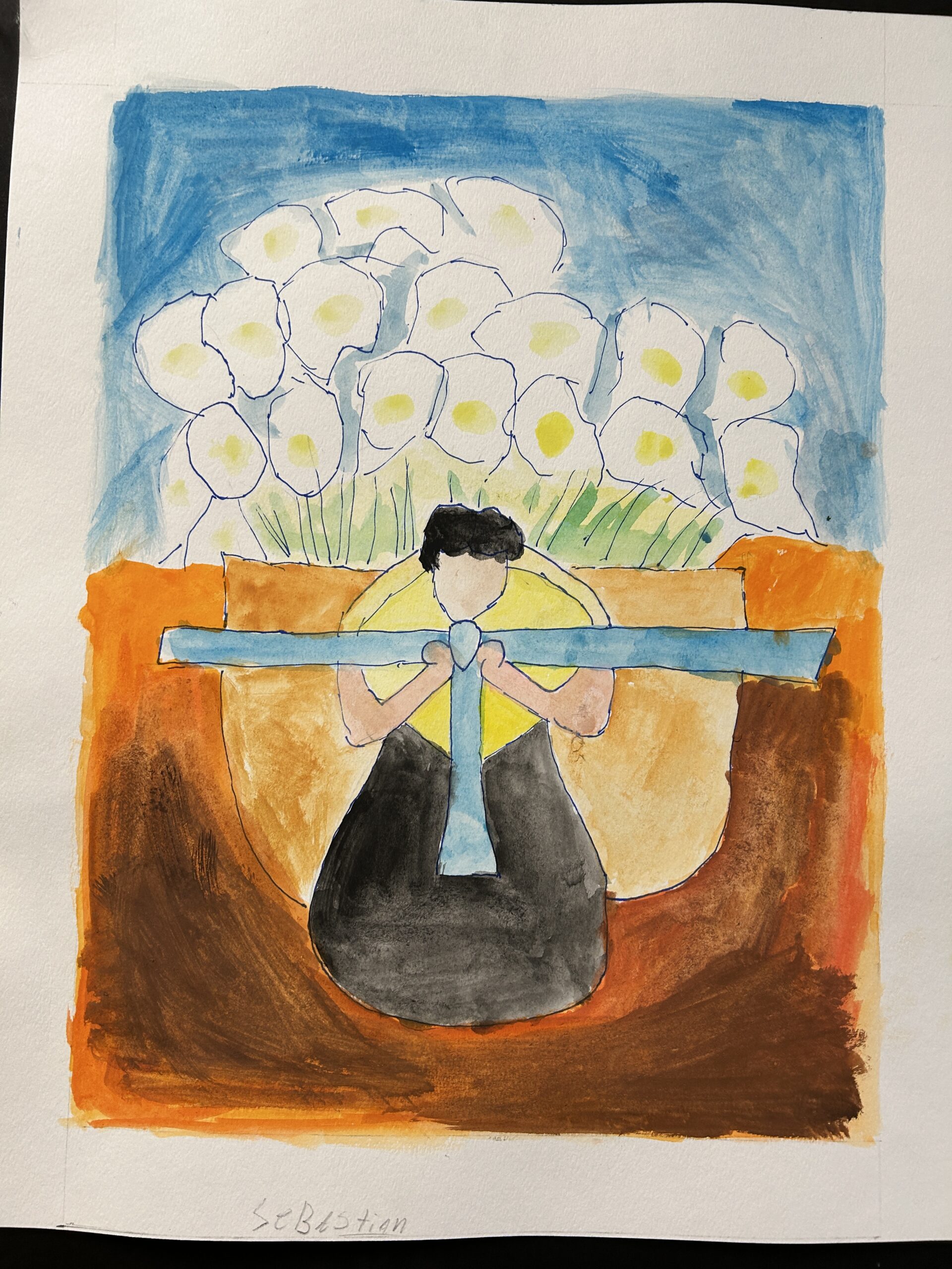 Hispanic Heritage student art work Diego Rivera inspired art