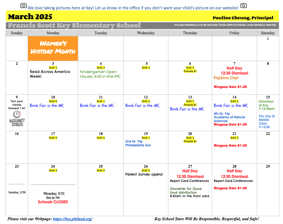 March 2025 calendar