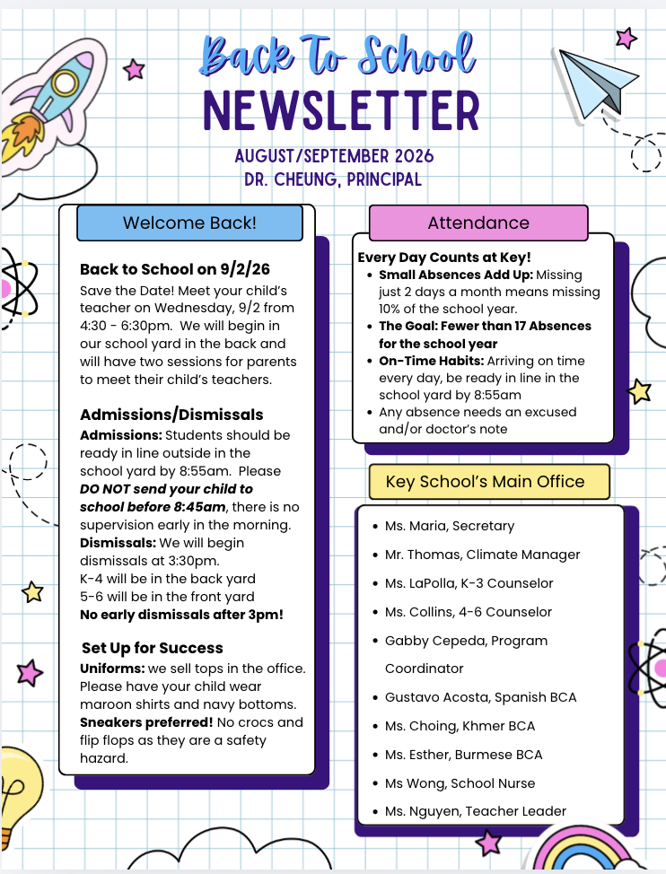 Back to School newsletter